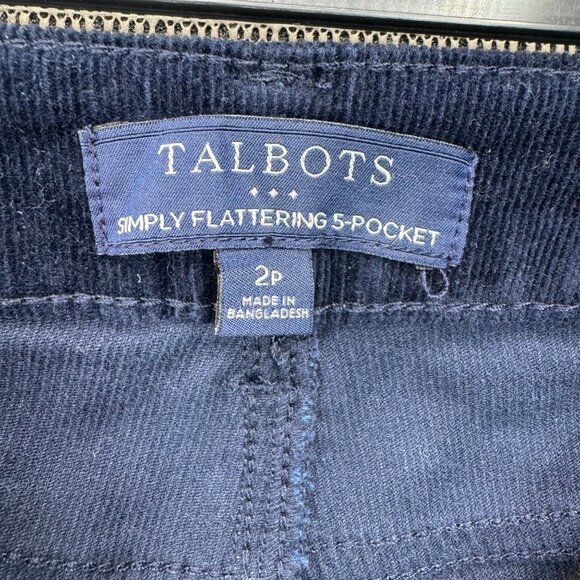 Talbots Womens Flattering 5-Pocket Straight Corduroy Pants Size 2P Navy Blue - Picture 3 of 11